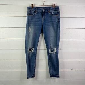LEVEL 99 Light Wash Mid Rise Raw Hemmed‎ Crop Bottom Denim Jeans Size 26